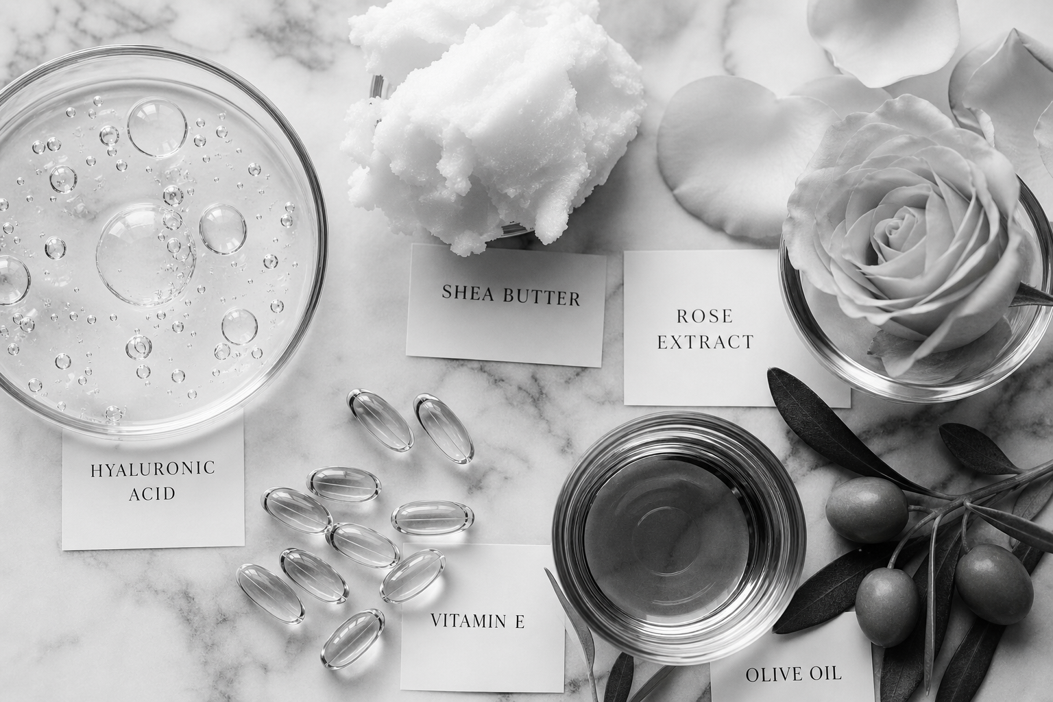 Ingredientes naturales COCO — ácido hialurónico, karité, vitamina E